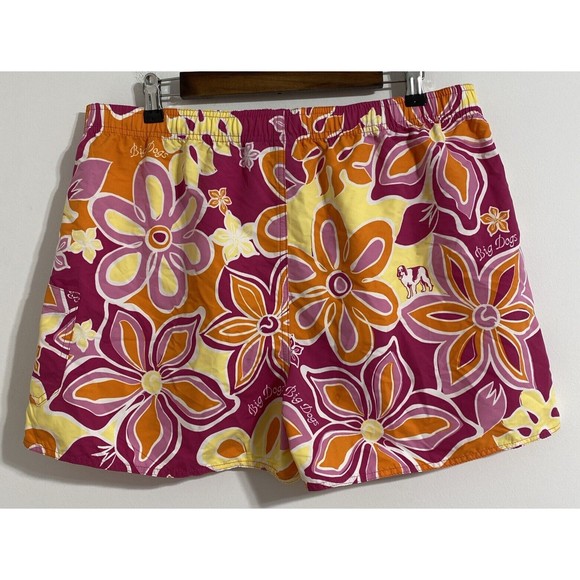 Big Dogs Shorts Men's XL Pink Yellow Orange White Tropical Floral Swim Trunks - Picture 2 of 12